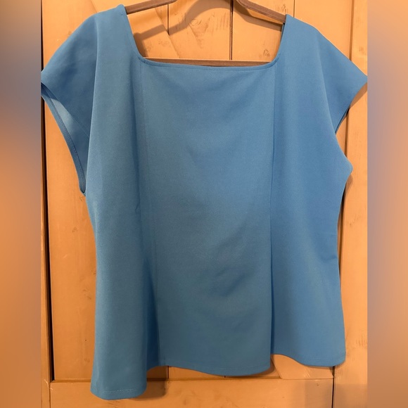 Ann Taylor Blue Blouse- fitted with flattering square neckline. - Picture 5 of 5